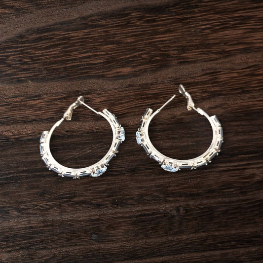Crystal Stone Hoop Earrings for Women (Multi-Color)