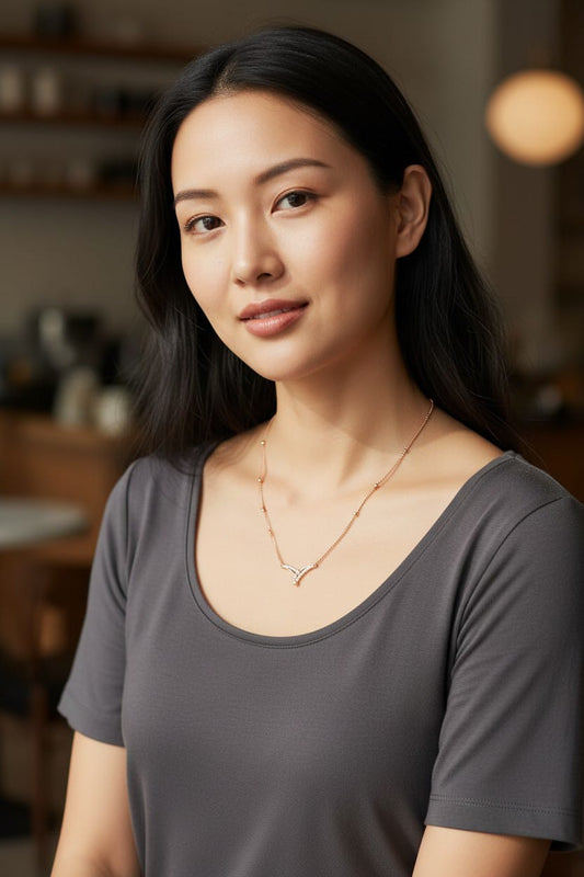 Minimal V Shape Pendant Necklace for Women