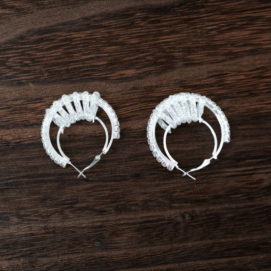 Silver Crystal Hoop Earrings for Women