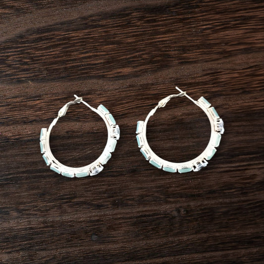 Crystal Stone Hoop Earrings for Women (Multi-Color)