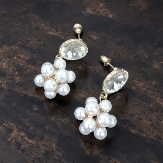 Elegant Pearl Cluster Drop Earrings for Women