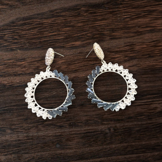 Crystal Halo Circle Earrings for Women (Multi-Color)