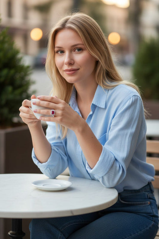 Square Halo Stone Ring Collection for Women